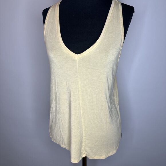 Y2K Abercrombie & Fitch Flowy Soft Racerback Tank Top Yellow Small VNeck - Picture 1 of 9